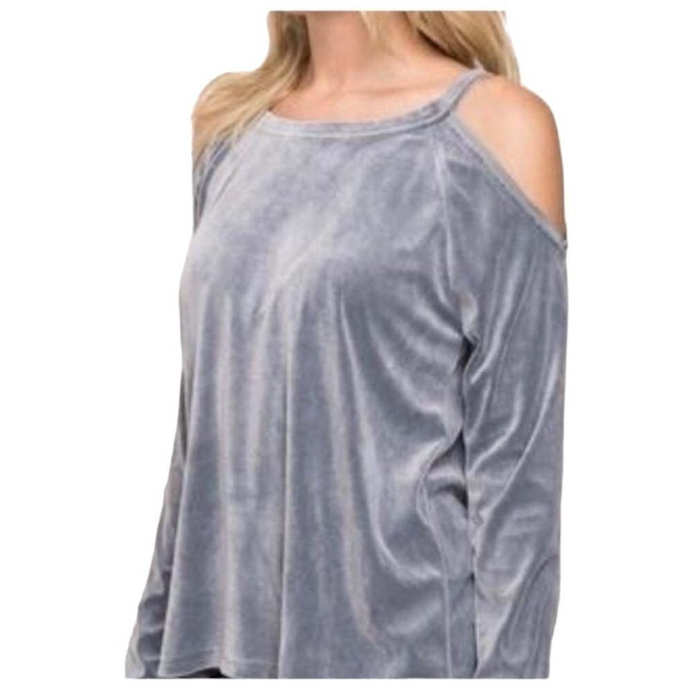 NWT Mystree Cold Shoulder Velvet Top‎ M
